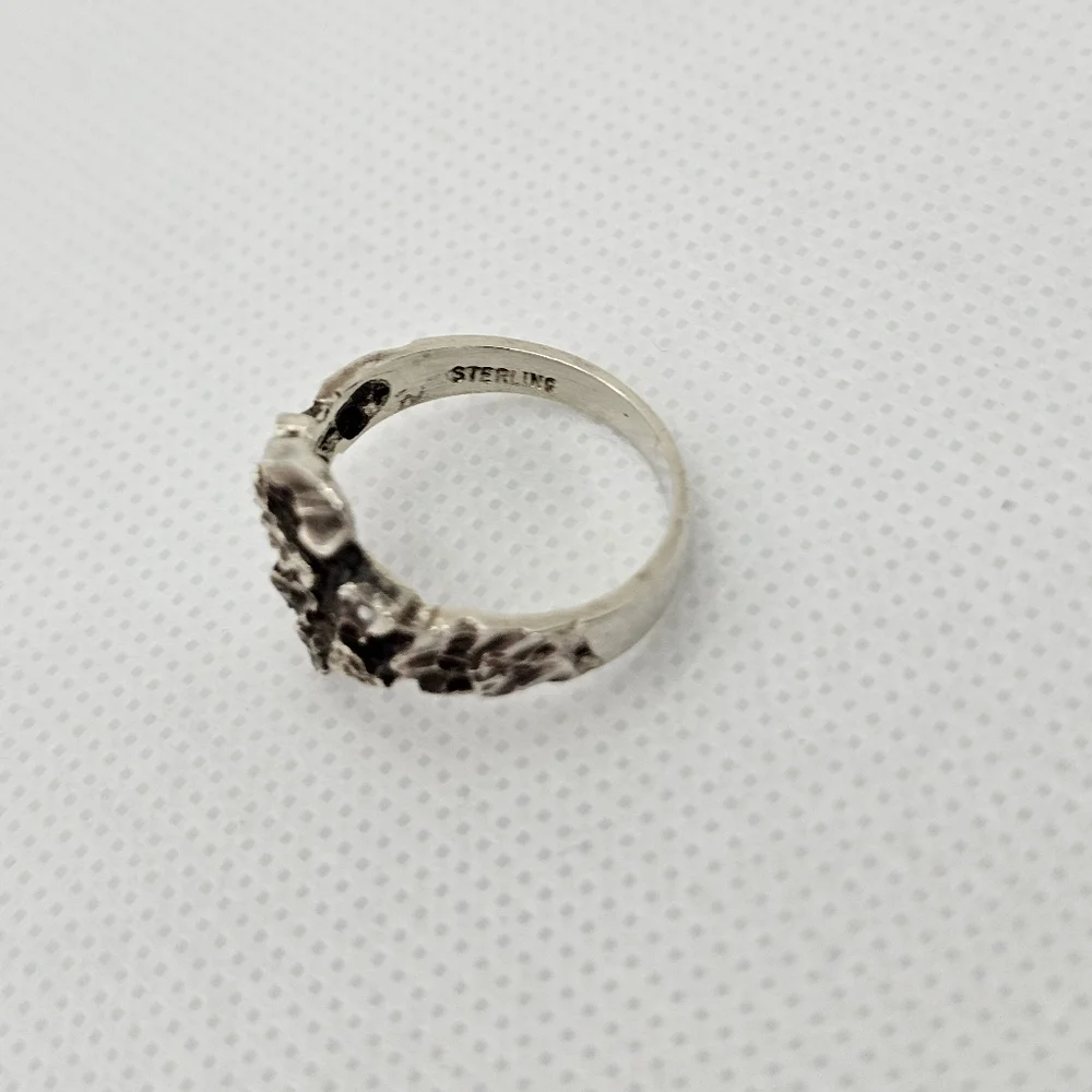 Rare Vintage Brutalist Sterling Silver Ring Size 7!